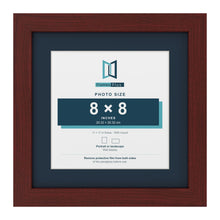 Mahogany 11 x 11 inch picture frame with a Pacific Blue mount for an 8 x 8 inch photo