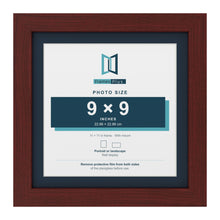 Mahogany 11 x 11 inch picture frame with a Pacific Blue mount for a 9 x 9 inch photo