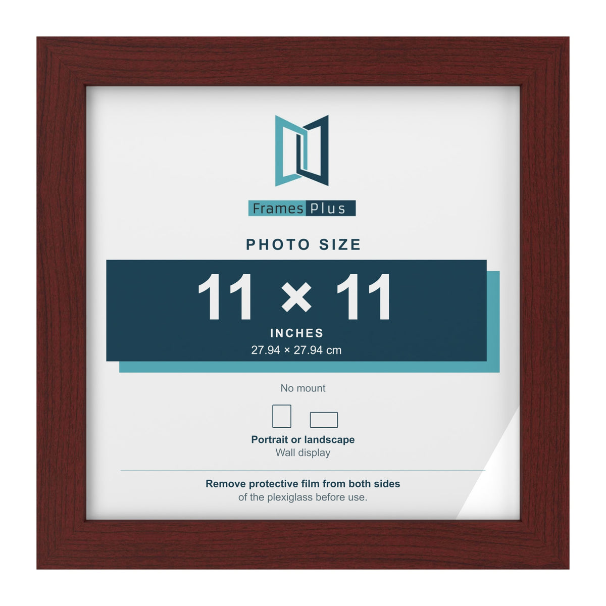 Mahogany picture frame for a 11 x 11 inch photo