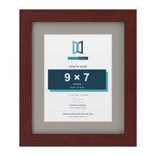 Mahogany 12 x 10 inch picture frame with a Dawn Grey mount for a 9 x 7 inch photo