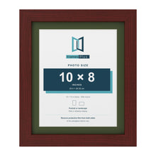 Mahogany 12 x 10 inch picture frame with a green mount for a 10 x 8 inch photo