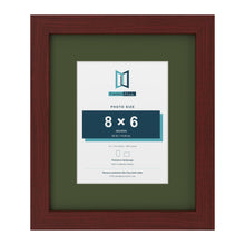 Mahogany 12 x 10 inch picture frame with a green mount for an 8 x 6 inch photo