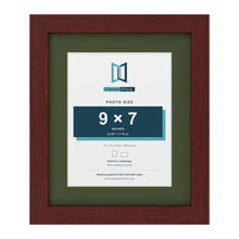 Mahogany 12 x 10 inch picture frame with a green mount for a 9 x 7 inch photo