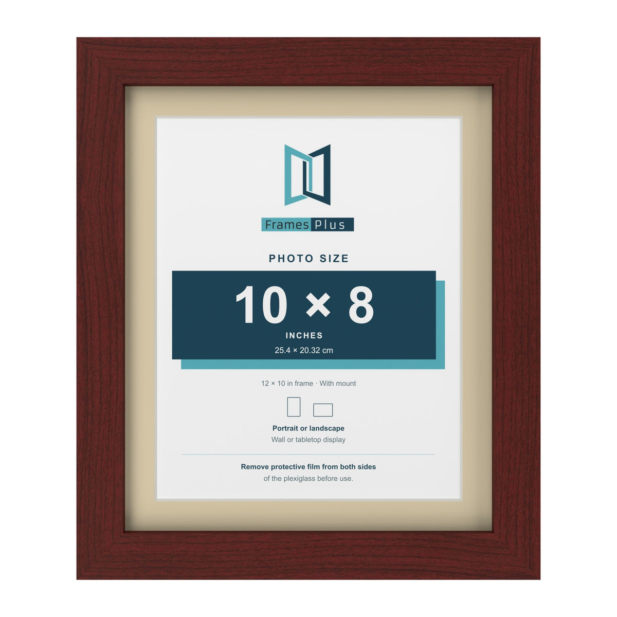Mahogany 12 x 10 inch picture frame with an ivory mount for a 10 x 8 inch photo