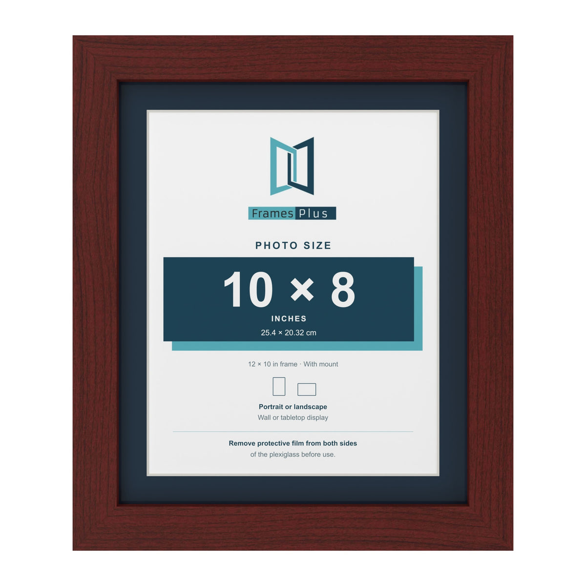 Mahogany 12 x 10 inch picture frame with a Pacific Blue mount for a 10 x 8 inch photo
