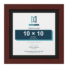 Mahogany 12 x 12 inch picture frame with a black mount for a 10 x 10 inch photo