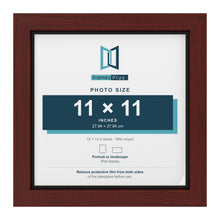 Mahogany 12 x 12 inch picture frame with a black mount for an 11 x 11 inch photo