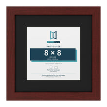 Mahogany 12 x 12 inch picture frame with a black mount for an 8 x 8 inch photo