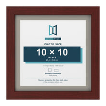 Mahogany 12 x 12 inch picture frame with a Dawn Grey mount for a 10 x 10 inch photo