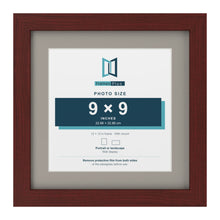 Mahogany 12 x 12 inch picture frame with a Dawn Grey mount for a 9 x 9 inch photo