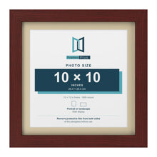 Mahogany 12 x 12 inch picture frame with an ivory mount for a 10 x 10 inch photo