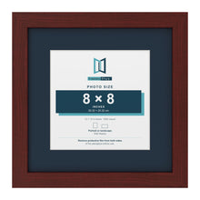 Mahogany 12 x 12 inch picture frame with a Pacific Blue mount for an 8 x 8 inch photo