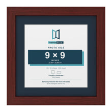 Mahogany 12 x 12 inch picture frame with a Pacific Blue mount for a 9 x 9 inch photo