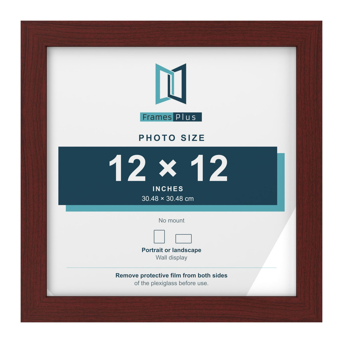 Mahogany picture frame for a 12 x 12 inch photo