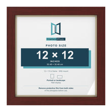 Mahogany 13 x 13 inch picture frame with an ivory mount for a 12 x 12 inch photo
