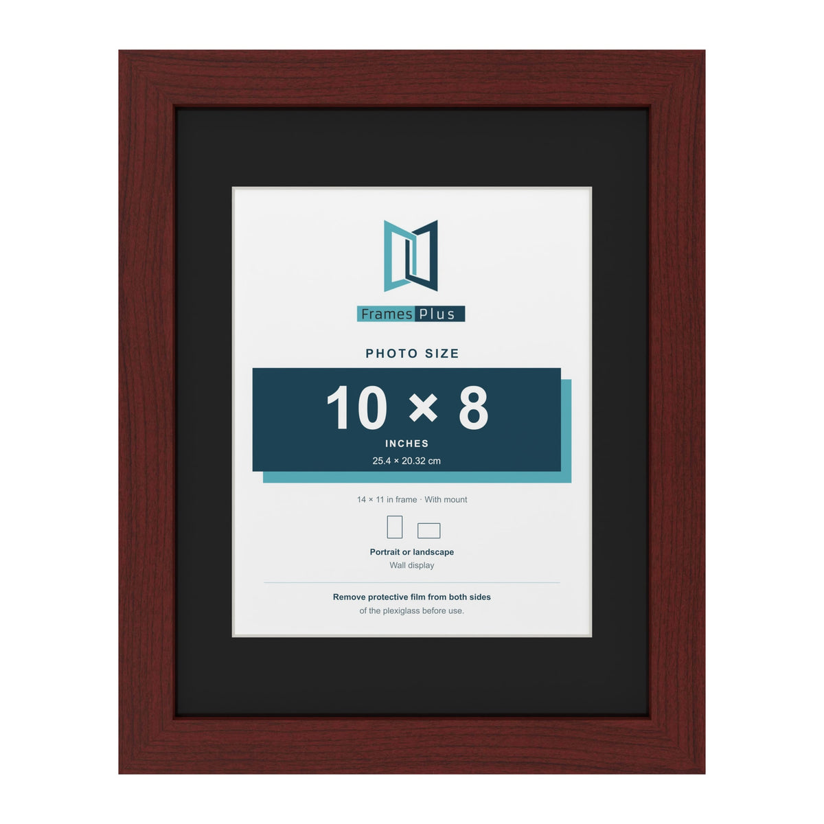 Mahogany 14 x 11 inch picture frame with a black mount for a 10 x 8 inch photo