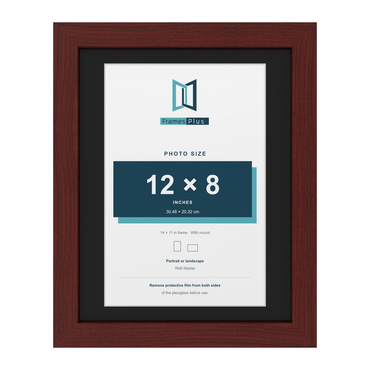 Mahogany 14 x 11 inch picture frame with a black mount for a 12 x 8 inch photo