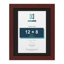 Mahogany 14 x 11 inch picture frame with a black mount for a 12 x 8 inch photo