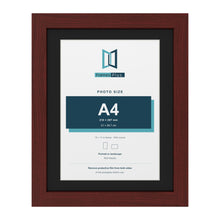 Mahogany 14 x 11 inch picture frame with a black mount for an A4 photo