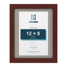 Mahogany 14 x 11 inch picture frame with a Dawn Grey mount for a 12 x 8 inch photo