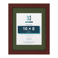 Mahogany 14 x 11 inch picture frame with a green mount for a 10 x 8 inch photo