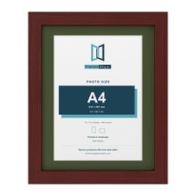 Mahogany 14 x 11 inch picture frame with a green mount for an A4 photo