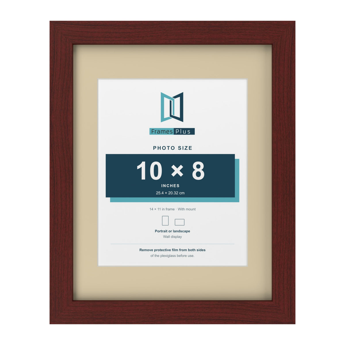 Mahogany 14 x 11 inch picture frame with an ivory mount for a 10 x 8 inch photo