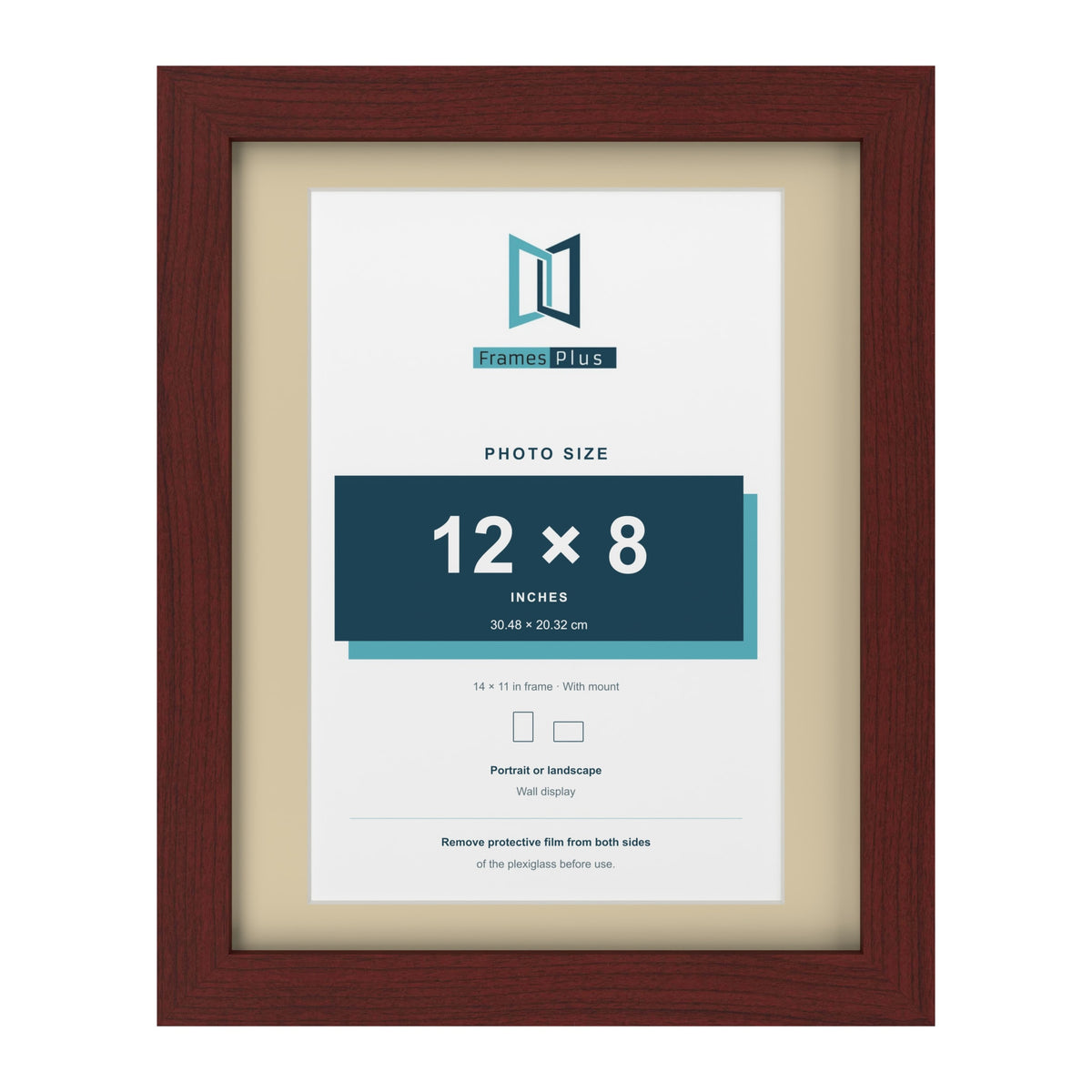 Mahogany 14 x 11 inch picture frame with an ivory mount for a 12 x 8 inch photo