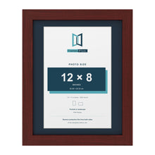 Mahogany 14 x 11 inch picture frame with a Pacific Blue mount for a 12 x 8 inch photo