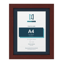 Mahogany 14 x 11 inch picture frame with a Pacific Blue mount for an A4 photo