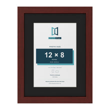 Mahogany 16 x 12 inch picture frame with a black mount for a 12 x 8 inch photo