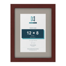 Mahogany 16 x 12 inch picture frame with a Dawn Grey mount for a 12 x 8 inch photo