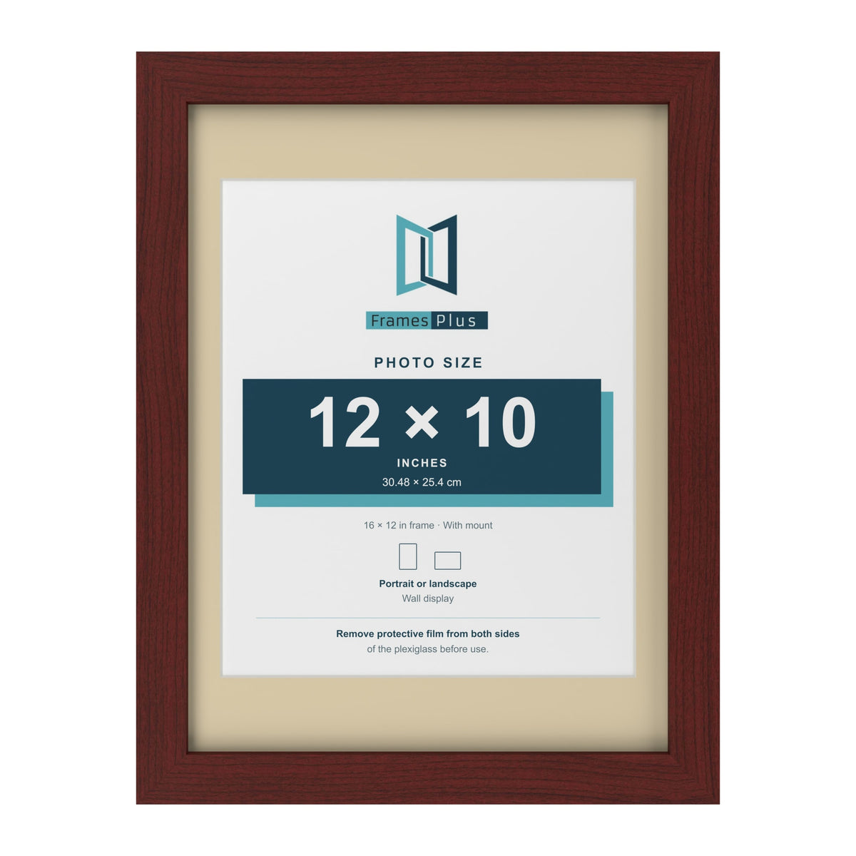 Mahogany 16 x 12 inch picture frame with an ivory mount for a 12 x 10 inch photo