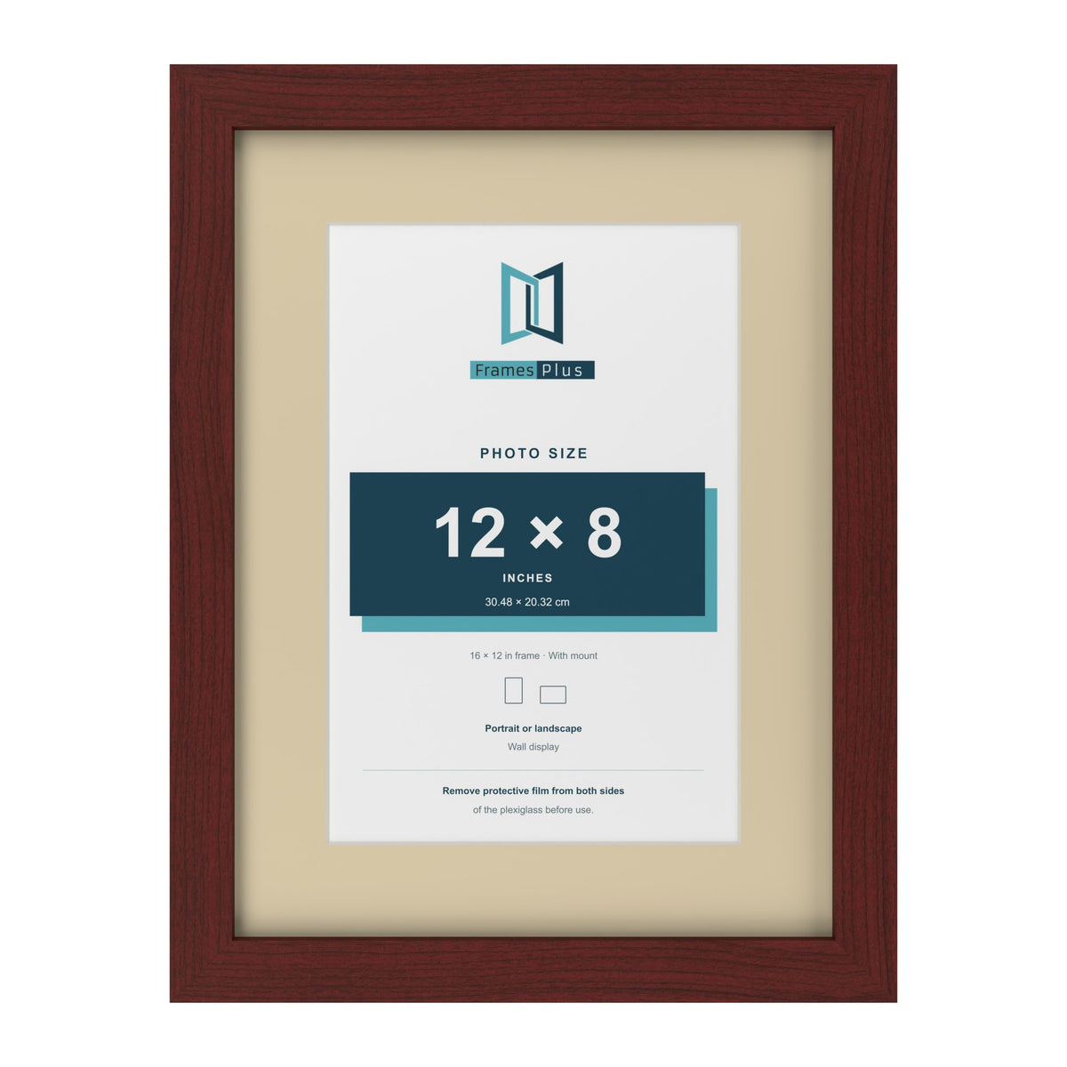 Mahogany 16 x 12 inch picture frame with an ivory mount for a 12 x 8 inch photo