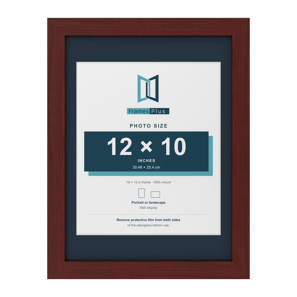 Mahogany 16 x 12 inch picture frame with a Pacific Blue mount for a 12 x 10 inch photo