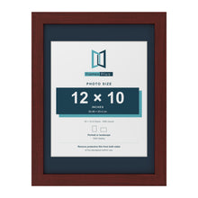 Mahogany 16 x 12 inch picture frame with a Pacific Blue mount for a 12 x 10 inch photo