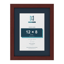 Mahogany 16 x 12 inch picture frame with a Pacific Blue mount for a 12 x 8 inch photo