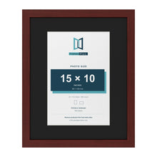 Mahogany 20 x 16 inch picture frame with a black mount for a 15 x 10 inch photo