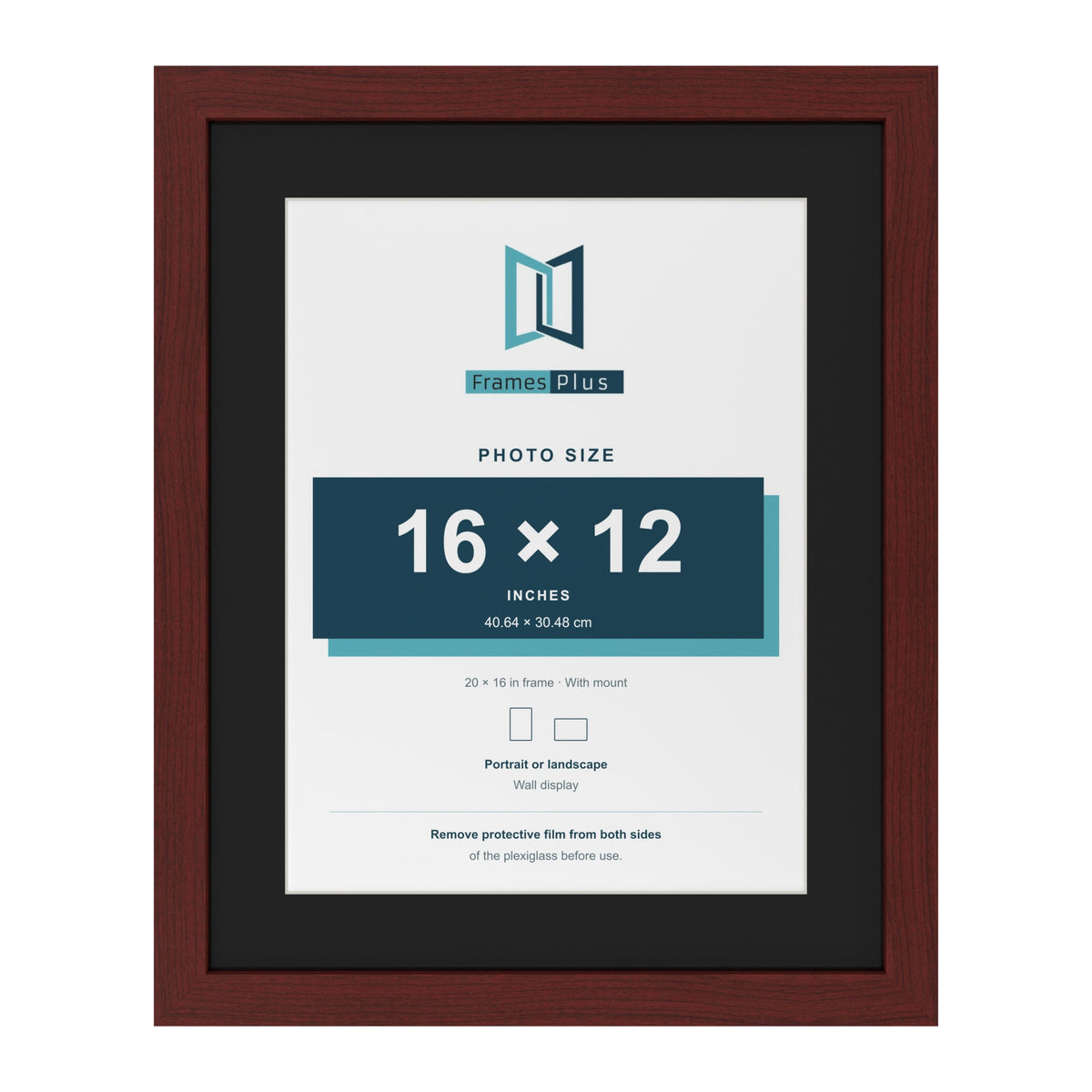 Mahogany 20 x 16 inch picture frame with a black mount for a 16 x 12 inch photo