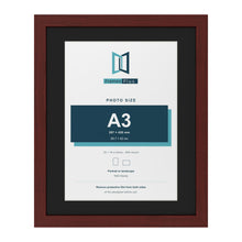 Mahogany 20 x 16 inch picture frame with a black mount for an A3 photo