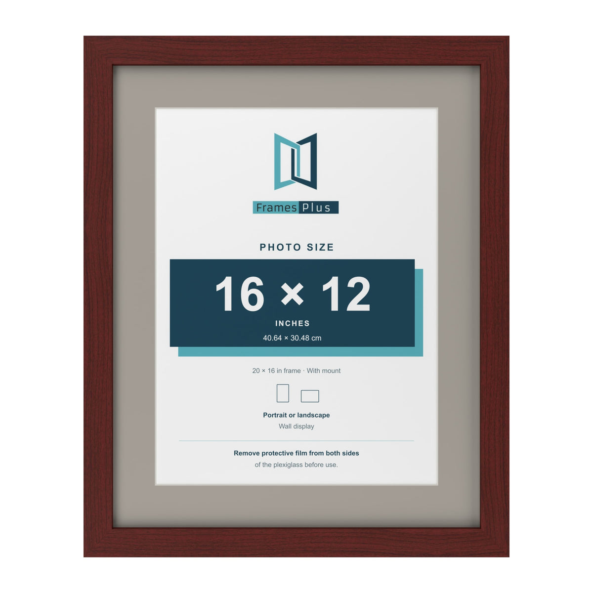 Mahogany 20 x 16 inch picture frame with a Dawn Grey mount for a 16 x 12 inch photo
