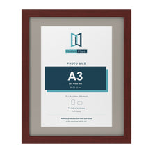 Mahogany 20 x 16 inch picture frame with a Dawn Grey mount for an A3 photo