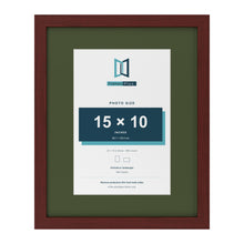 Mahogany 20 x 16 inch picture frame with a green mount for a 15 x 10 inch photo