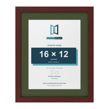 Mahogany 20 x 16 inch picture frame with a green mount for a 16 x 12 inch photo
