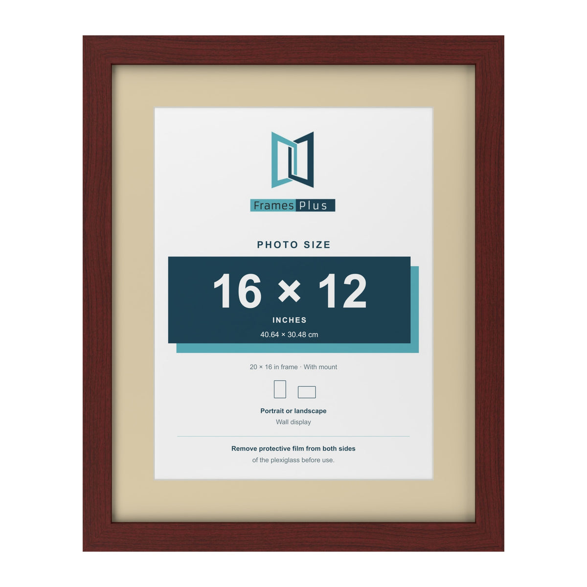 Mahogany 20 x 16 inch picture frame with an ivory mount for a 16 x 12 inch photo