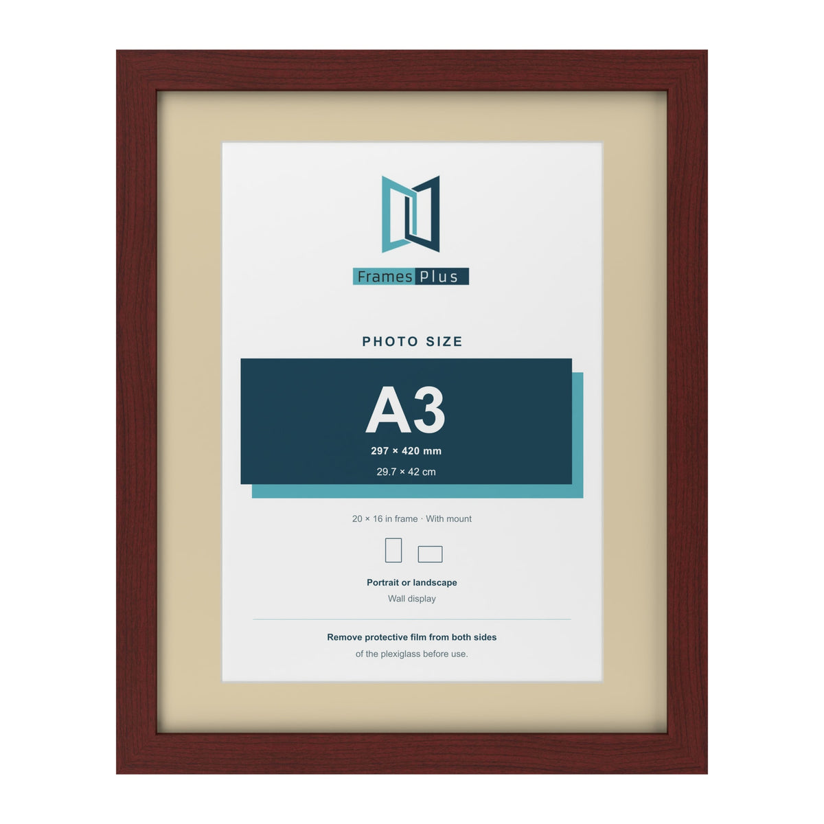 Mahogany 20 x 16 inch picture frame with an ivory mount for an A3 photo