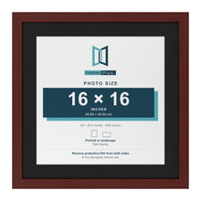 Mahogany 20 x 20 inch picture frame with a black mount for a 16 x 16 inch photo
