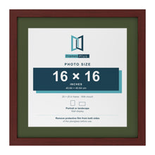 Mahogany 20 x 20 inch picture frame with a green mount for a 16 x 16 inch photo