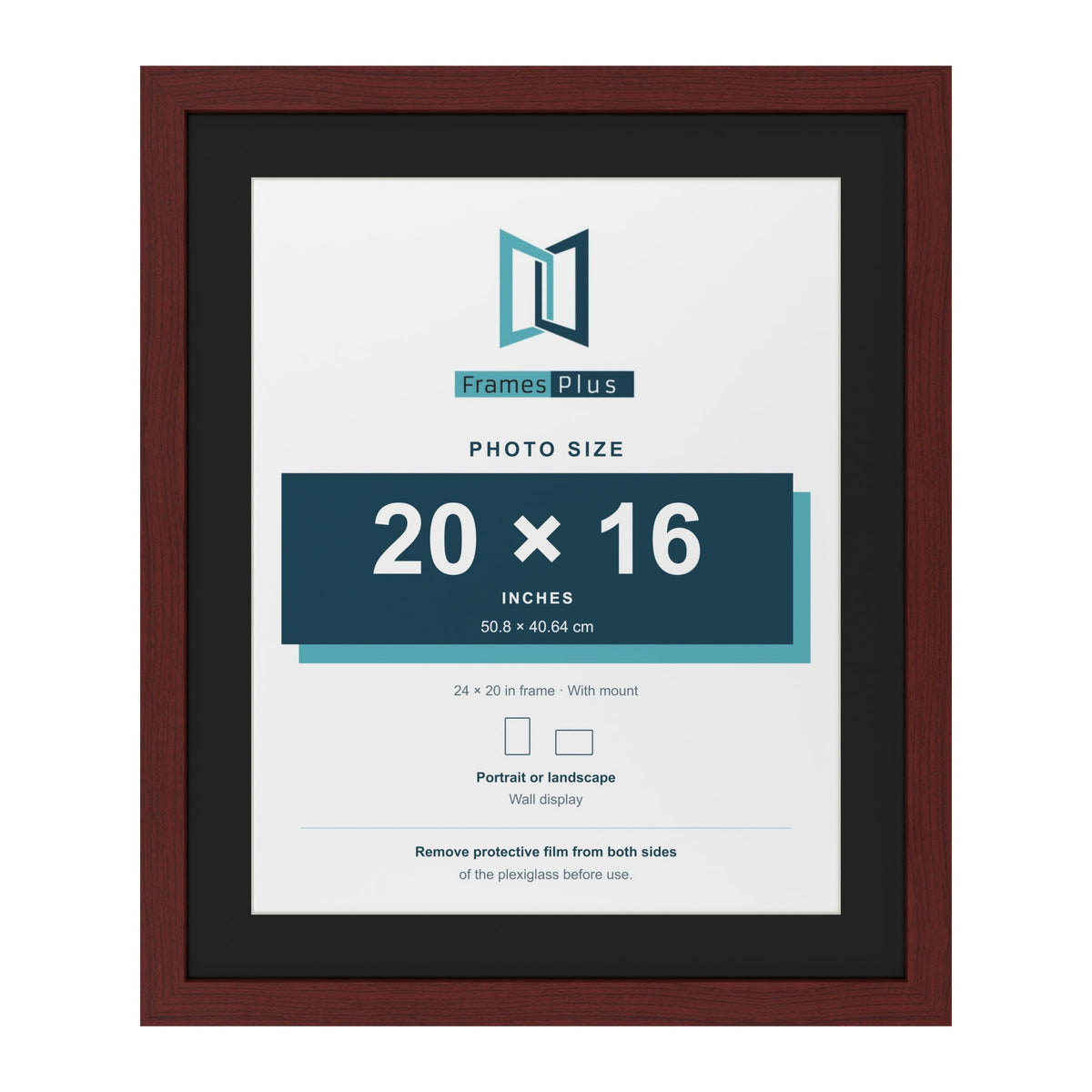 Mahogany 24 x 20 inch picture frame with a black mount for a 20 x 16 inch photo