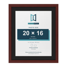 Mahogany 24 x 20 inch picture frame with a black mount for a 20 x 16 inch photo